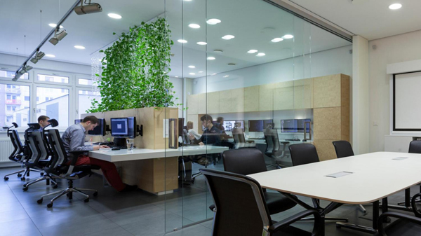 Modern Office Interior With Indoor Plants