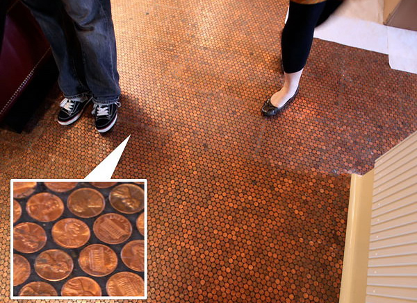 Creative And Patient DIY Penny Floor Projects