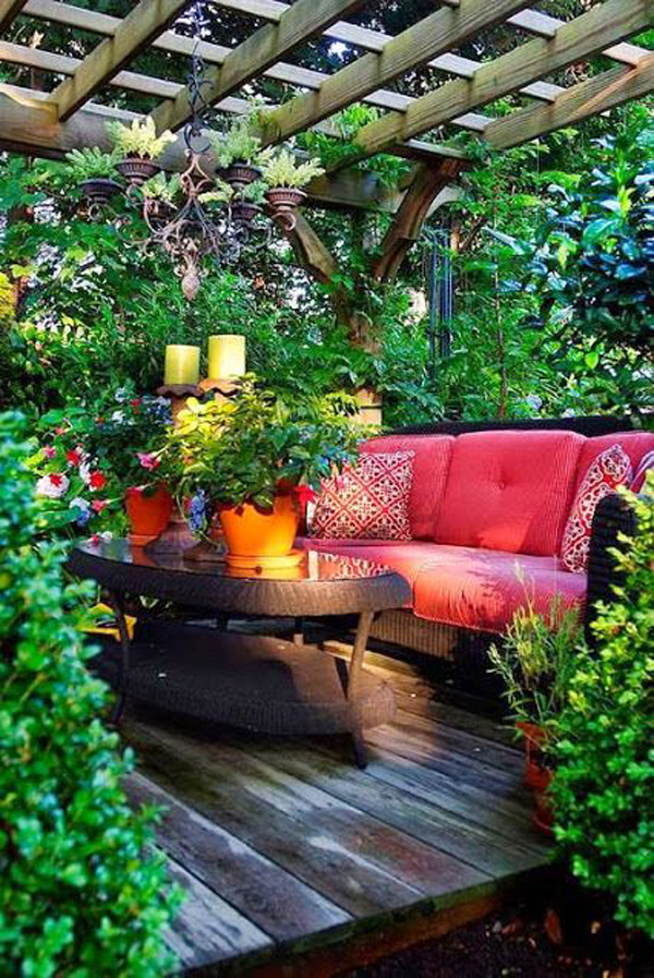 romantic pergola cozy garden decor seating area