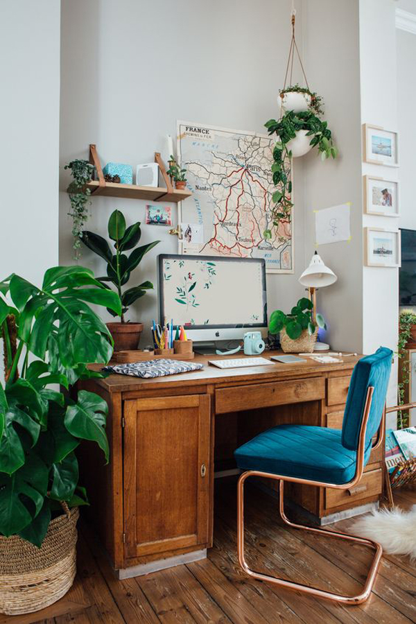 42 Natural Home Office Design That Bring More Spirits