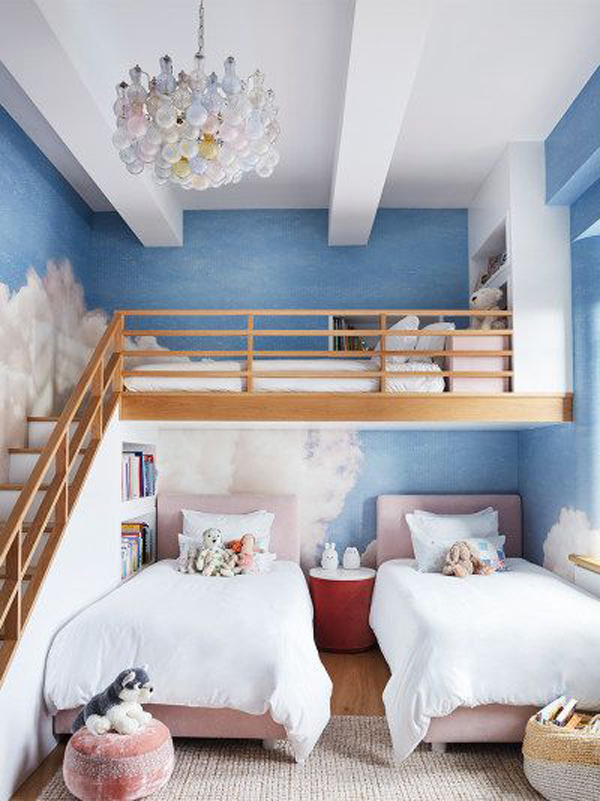 kid-loft-rooms-with-cloud-painted-walls