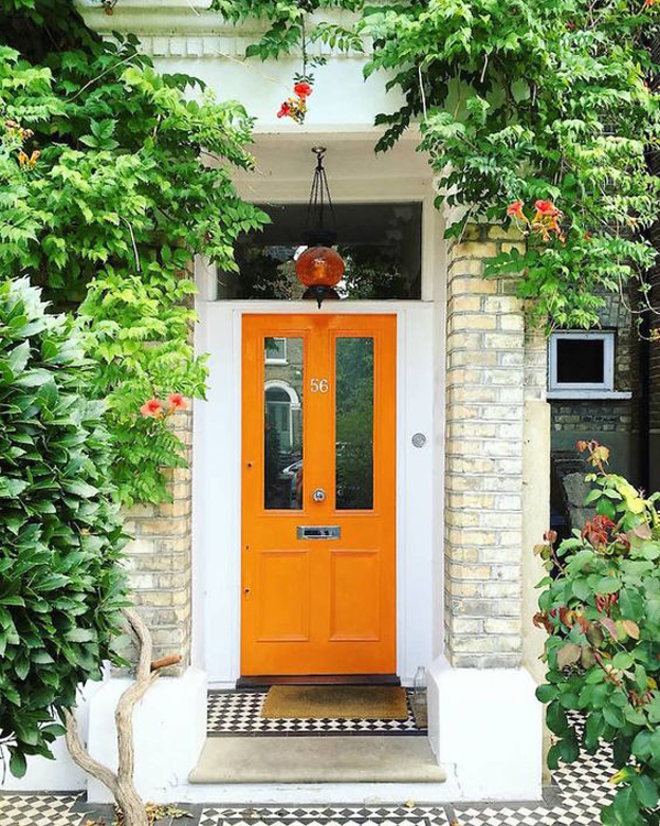 welcoming-orange-front-door-color