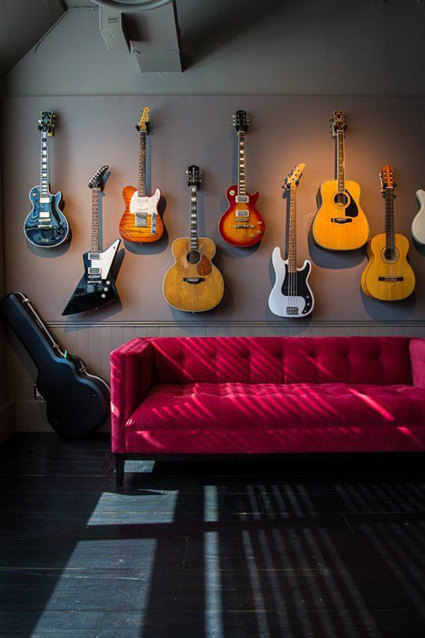 masculine-interior-with-guitar-display-wall