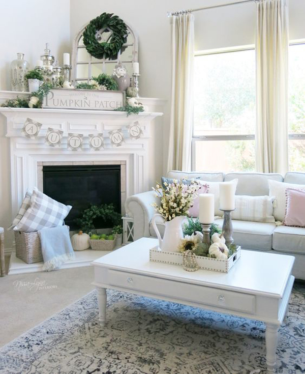 romantic-fall-fireplace-with-pops-of-green