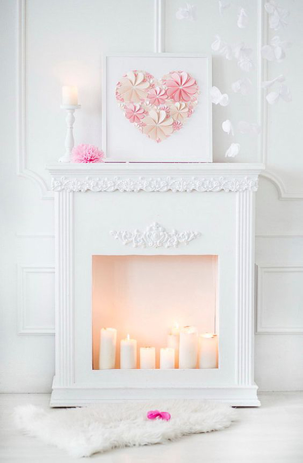 white-and-pink-romantic-candle-fireplace