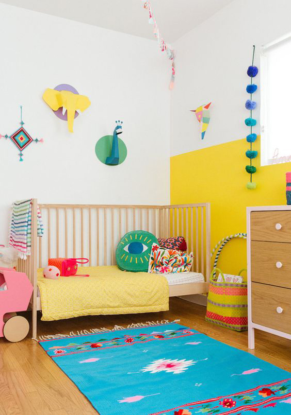 minimalist-nursery-with-yellow-accent-walls