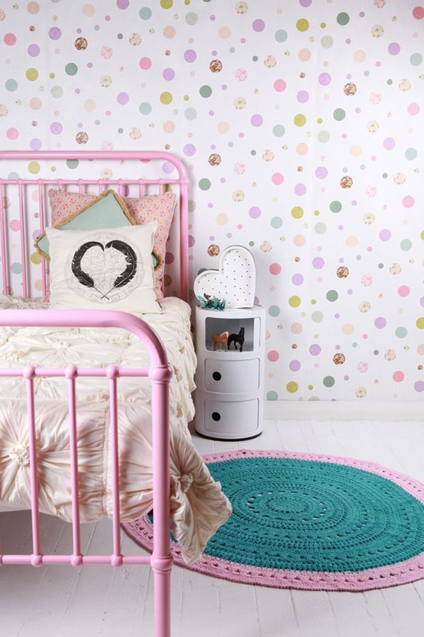 vintage-inspired-kids-room-with-fun-polka-dot-wall