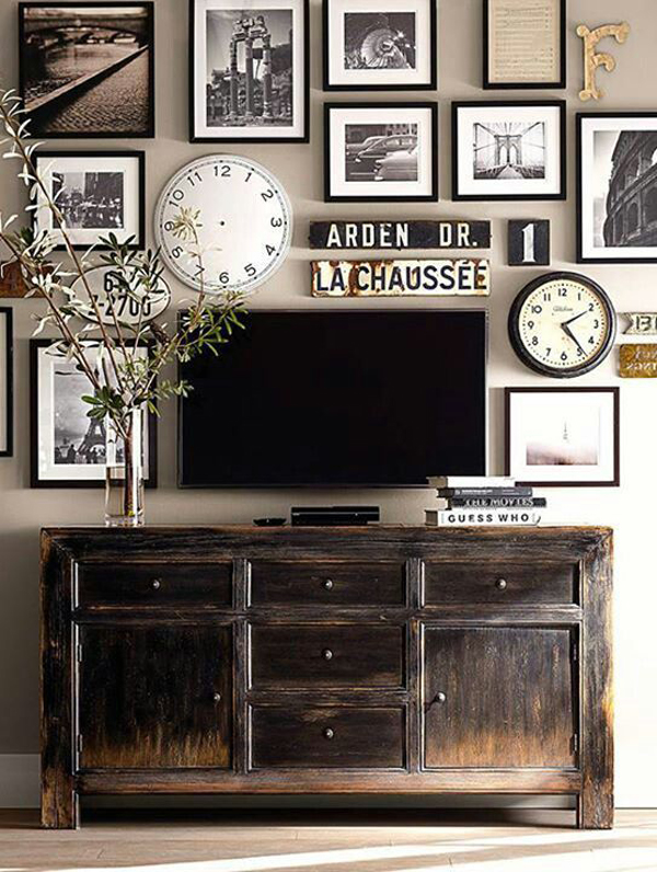 masculine-tv-buffet-consoles-with-gallery-wall