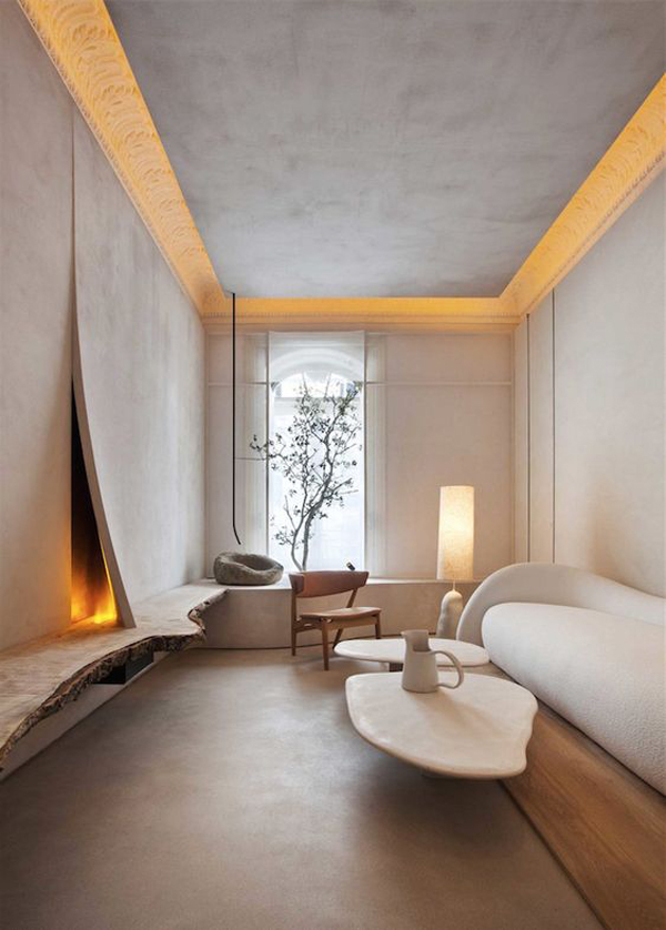 wabi-sabi-living-room-design-with-hidden-wall-fireplace