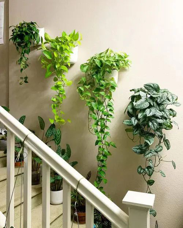plant-wall-decor-for-staircase
