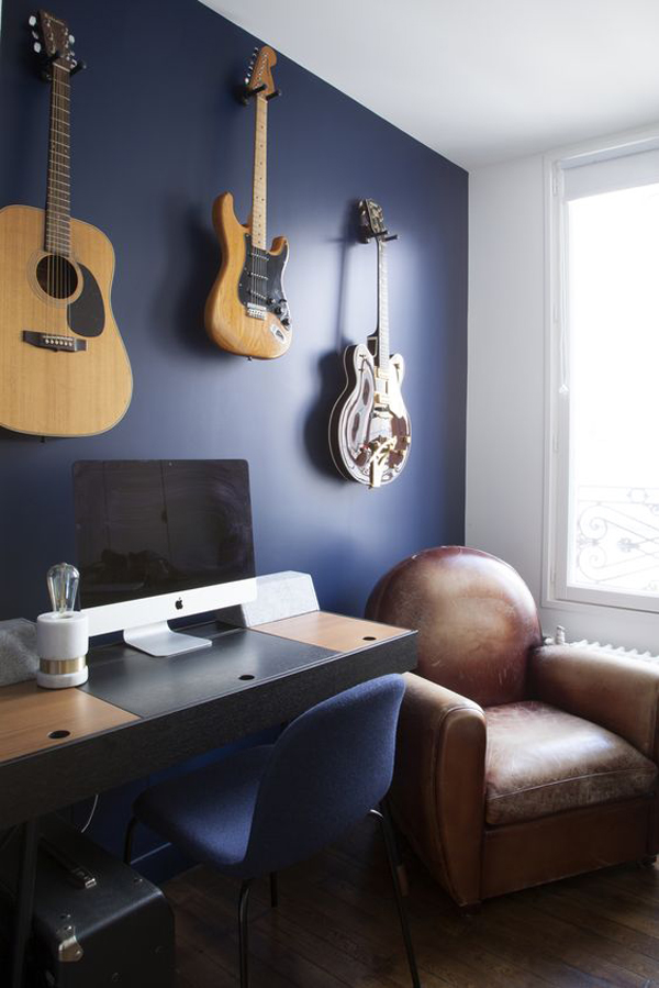 blue-accent-home-office-with-guitar-wall-display