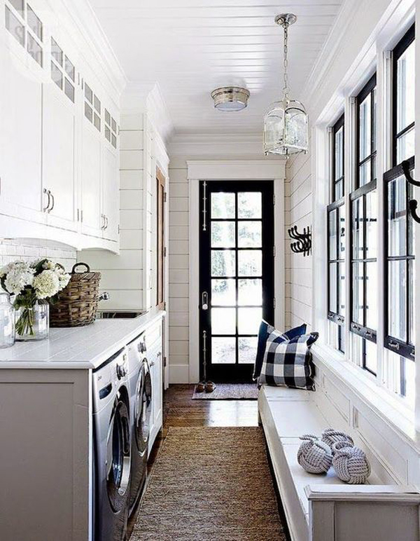 vintage-style-laundry-room-with-benches