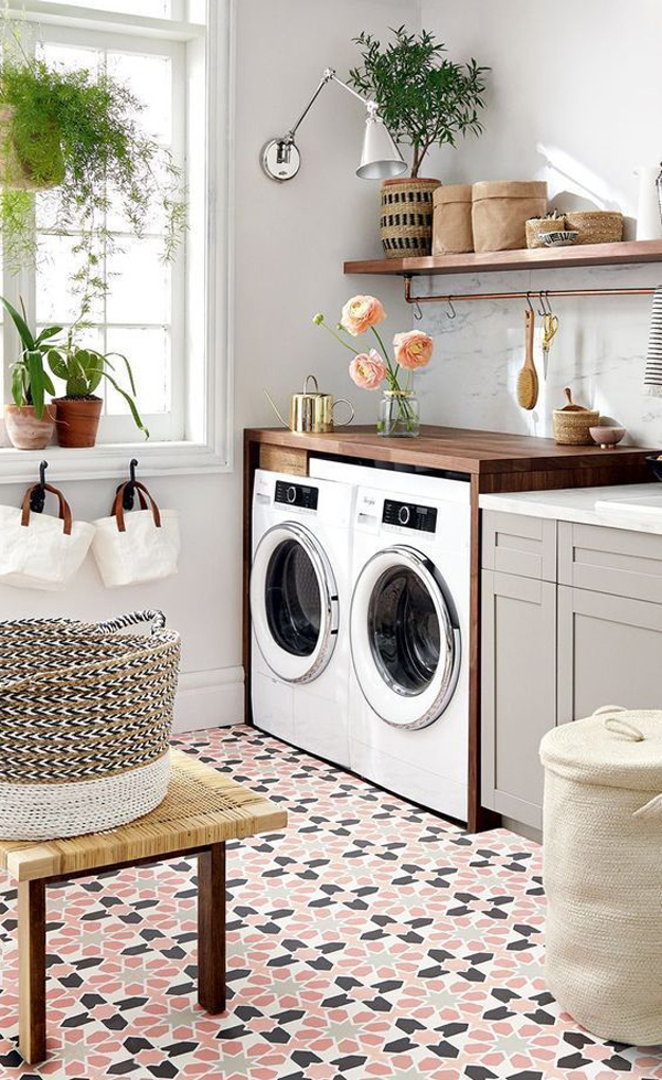 boho-chic-laundry-room-design-with-indoor-plants