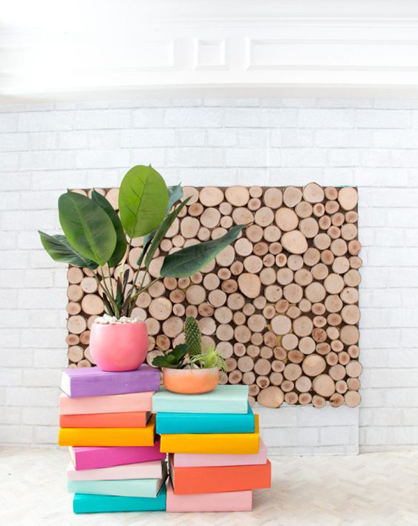 diy-colorful-stacked-book-plant-stand