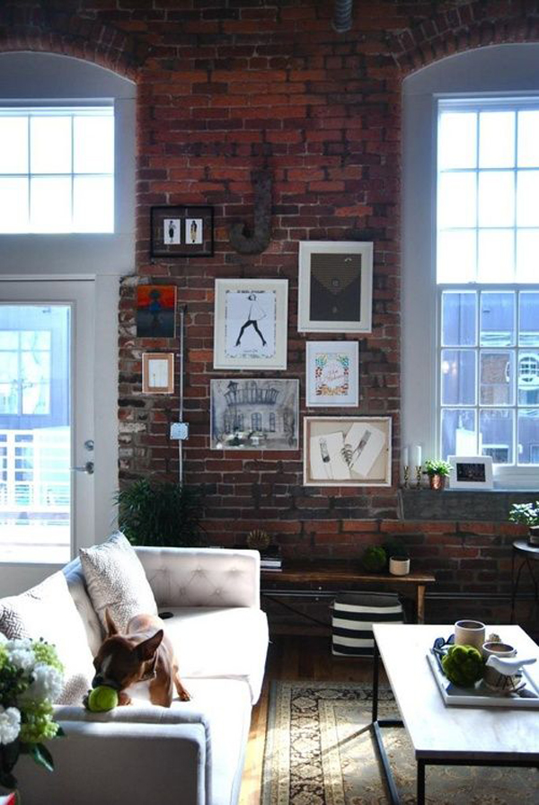industrial-living-room-design-with-brick-and-gallery-wall