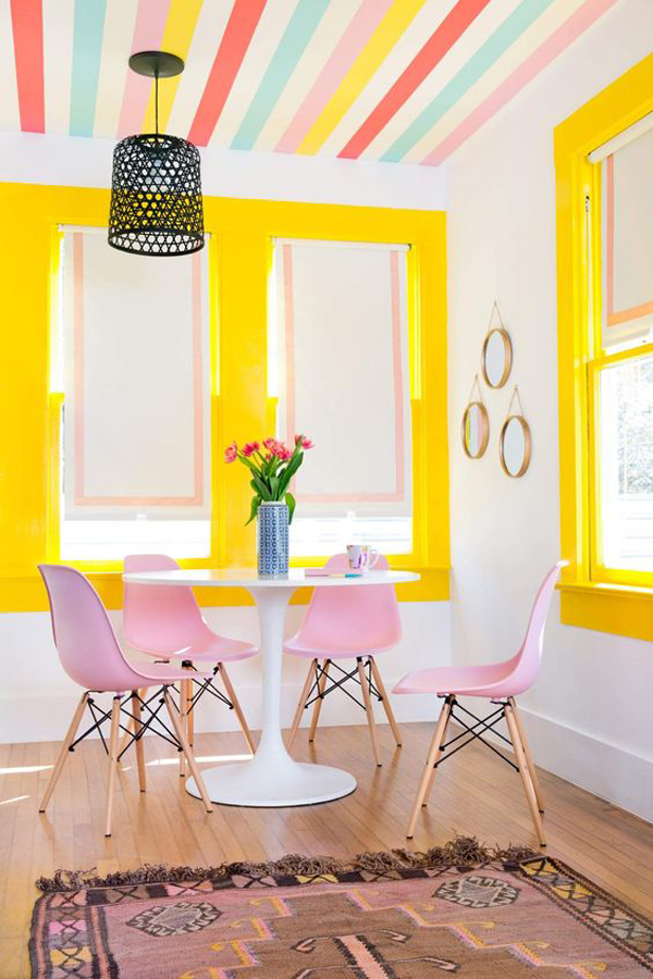 colorful-window-frame-ideas-for-dining-room