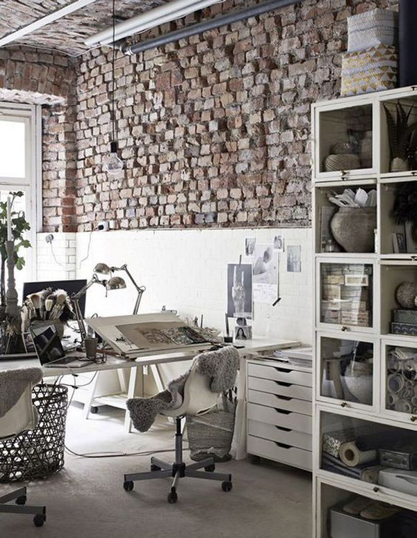 feminine-industrial-workspace-design-with-brick-exposed