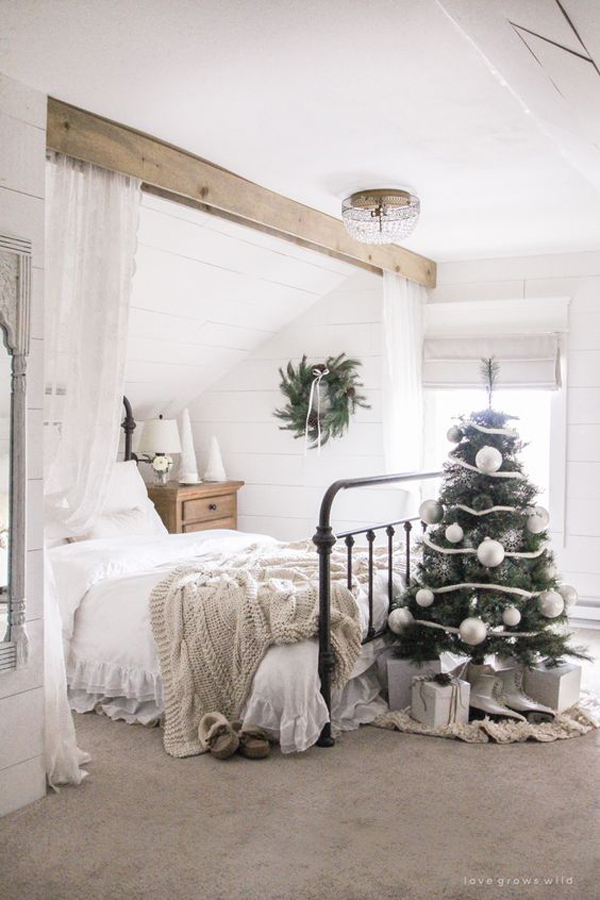 vintage-scandinavian-bedroom-for-christmas
