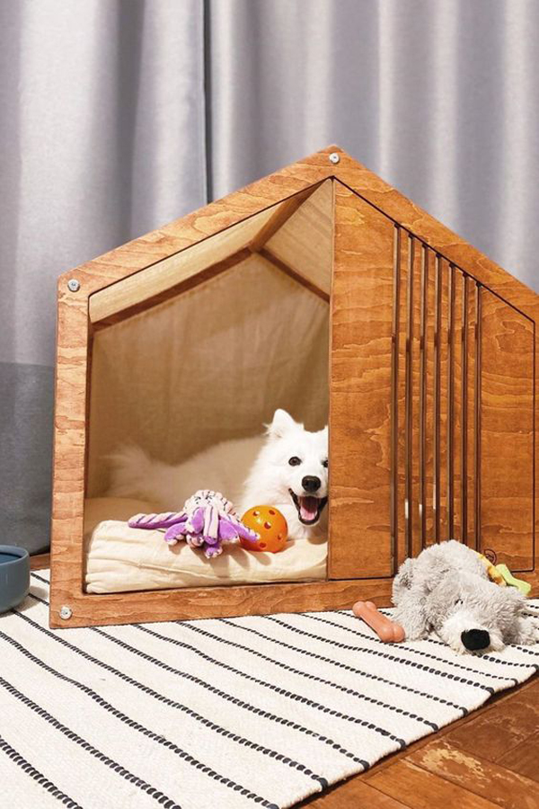 35 Awesome Dog House Decorations That, Wooden Inside Dog House