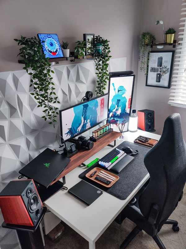 aesthetic-gaming-desk-ideas-with-plants