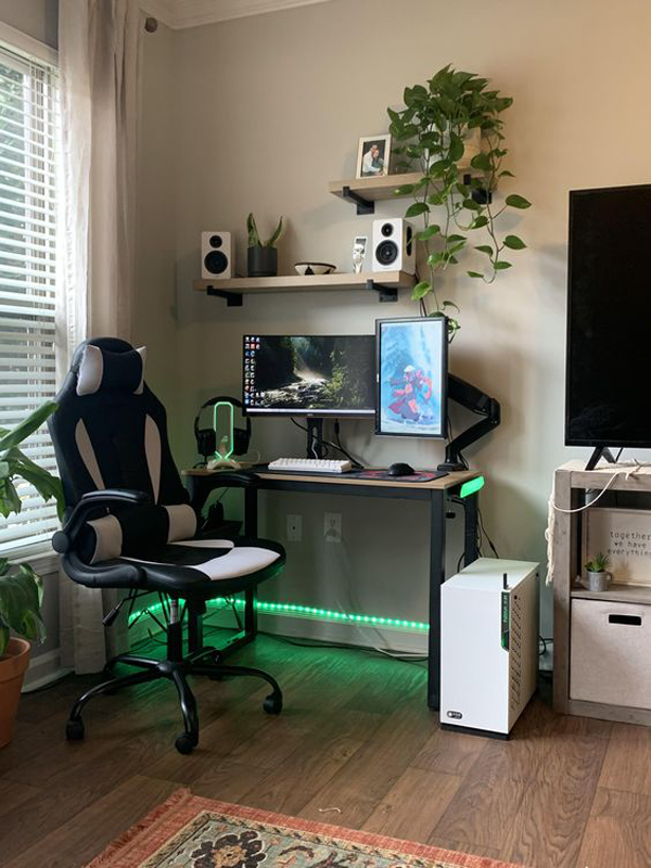 nature-inspired-gaming-desk-setup-for-small-space
