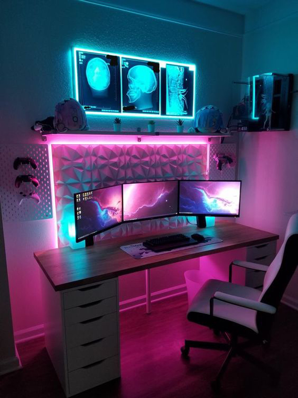 21 Cool LED Gaming Desk Decor Ideas | Housetodecor.com