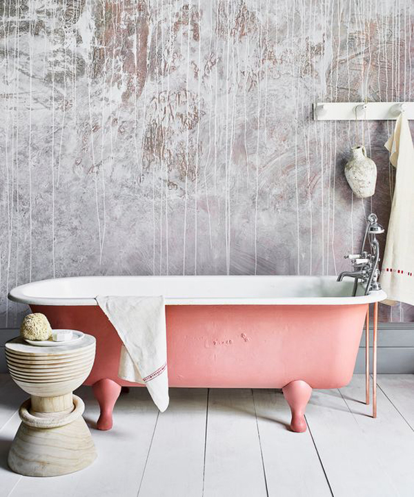 rustic-bathroom-ideas-with-pink-bathtub