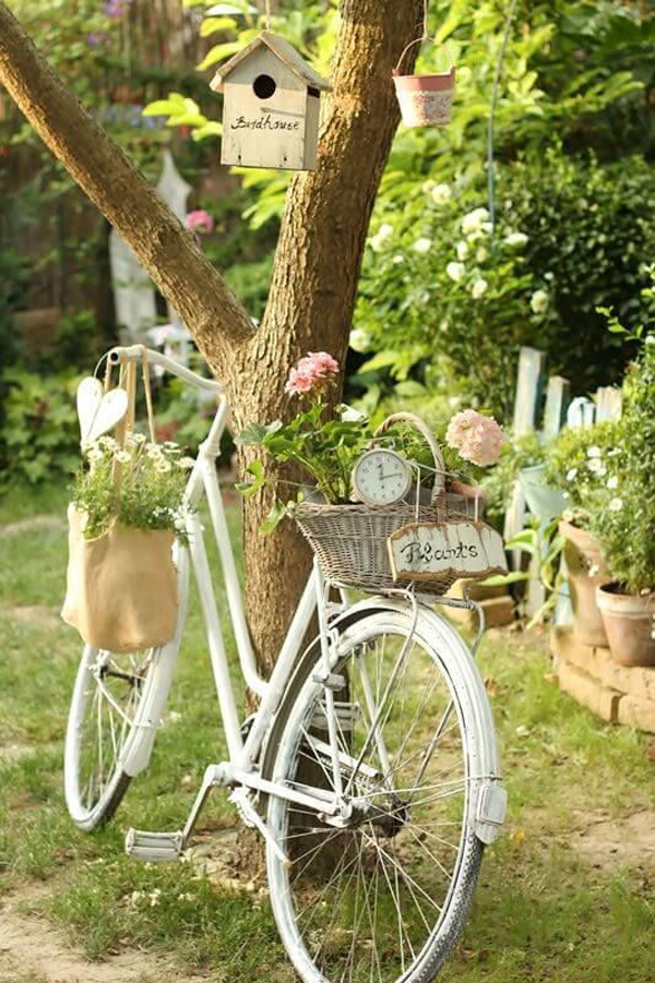 rustic-white-bicycle-planter-ideas