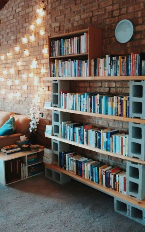diy-bookshelf-orgnizer-with-wood-and-concrete-block