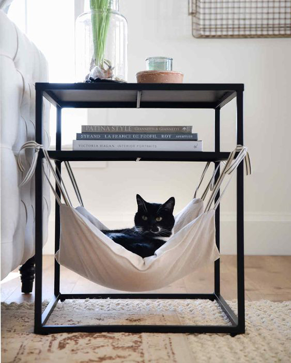 diy-cat-hammock-under-side-table
