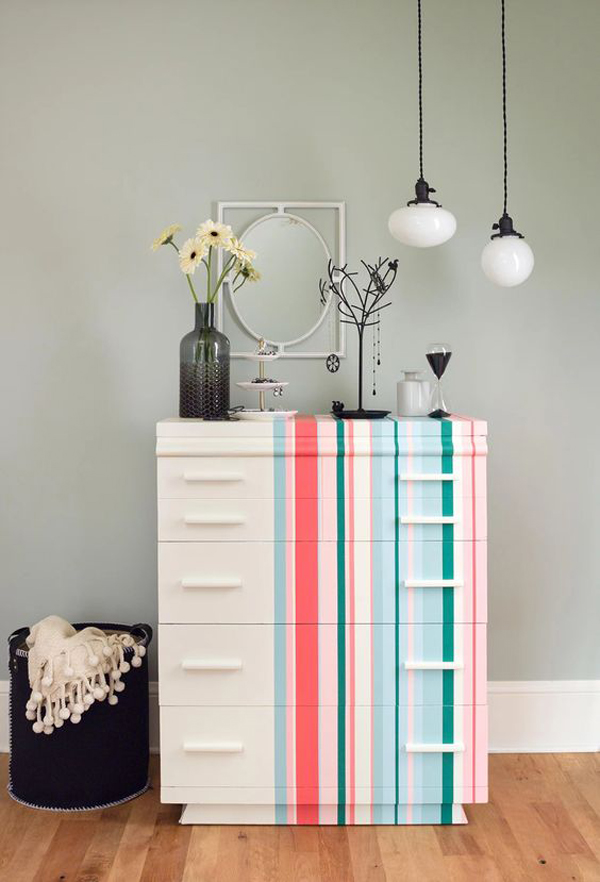 colorful-and-striped-ikea-tarva-dresser-hacks