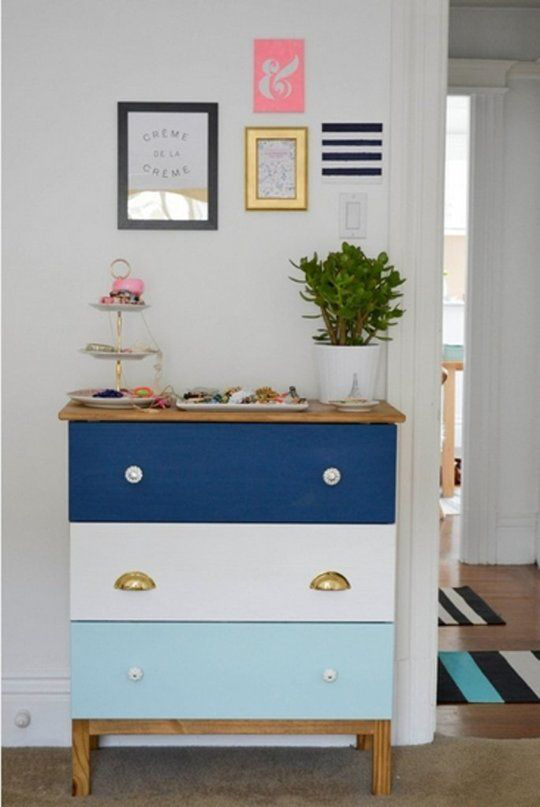 colorful-blue-ikea-tarva-dresser-for-shelf-and-food-station