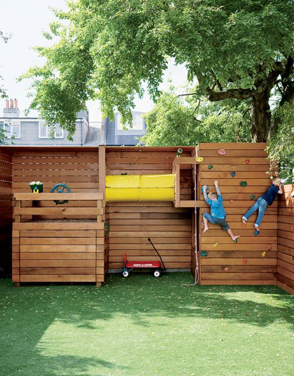 cool-wooden-climbing-wall-for-backyard-kids-play