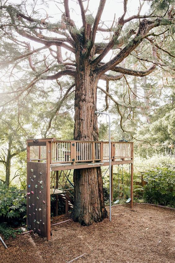 kids-treehouse-with-climbing-wall-ideas