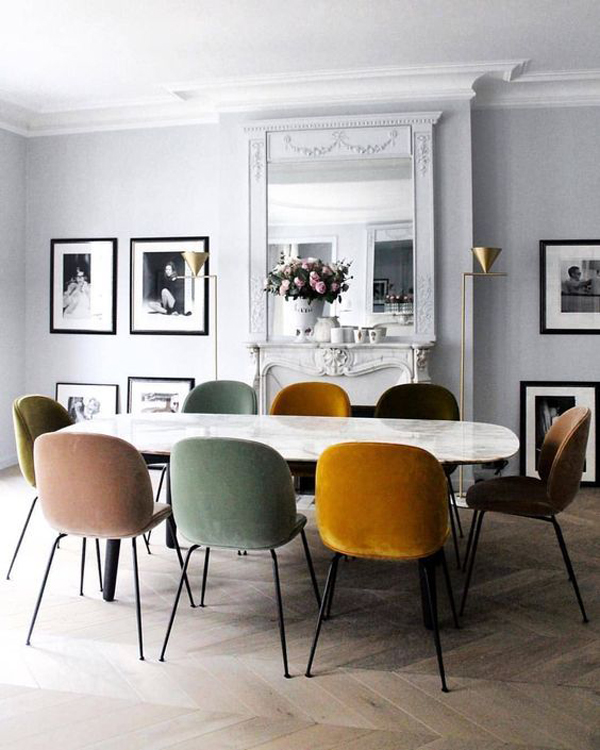 luxury-dining-room-with-colorful-velvet-chair