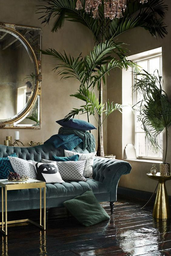 nature-inspired-living-room-with-blue-velvet-sofa