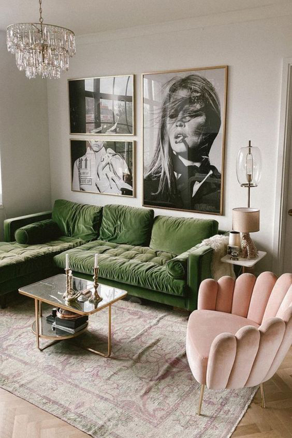 pretty-living-room-design-with-velvet-sofas