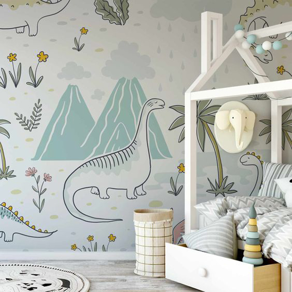 cute-kids-room-with-dinosaur-wallpaper