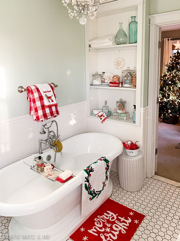 modern-christmas-bathroom-design-with-wall-mounted-shelf