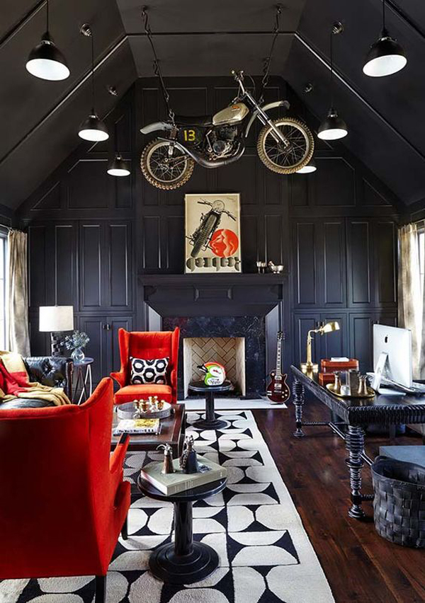 modern-country-man-cave-decor-with-hang-motorcycle-display