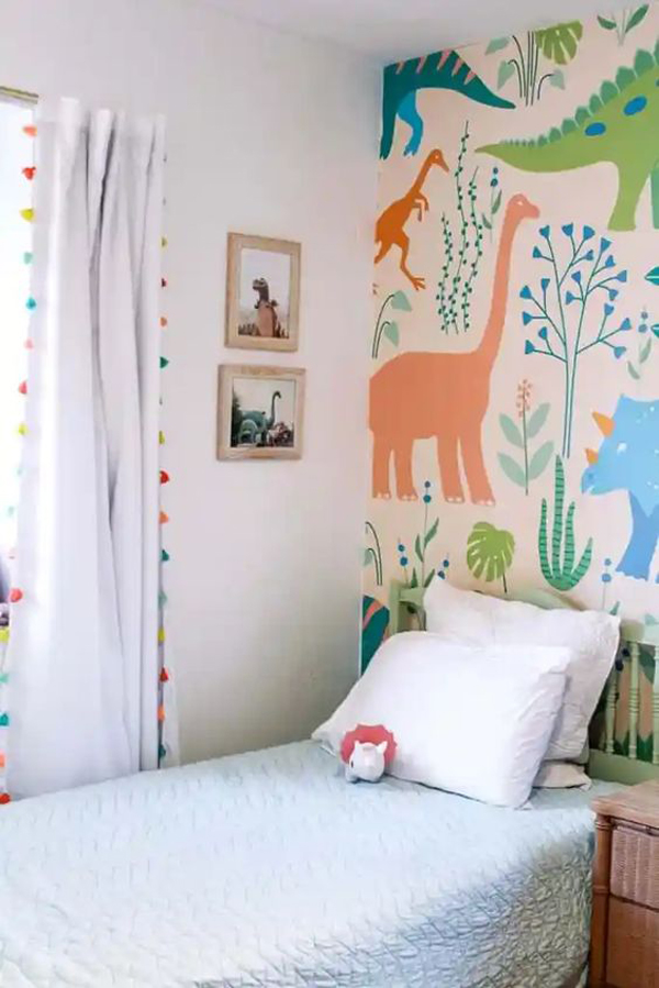 small-kids-room-with-dinosaur-wallpaper