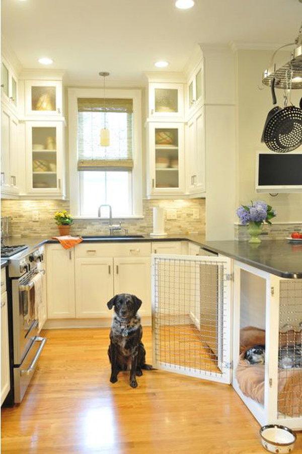 stylish-dog-crate-design-in-the-kitchen