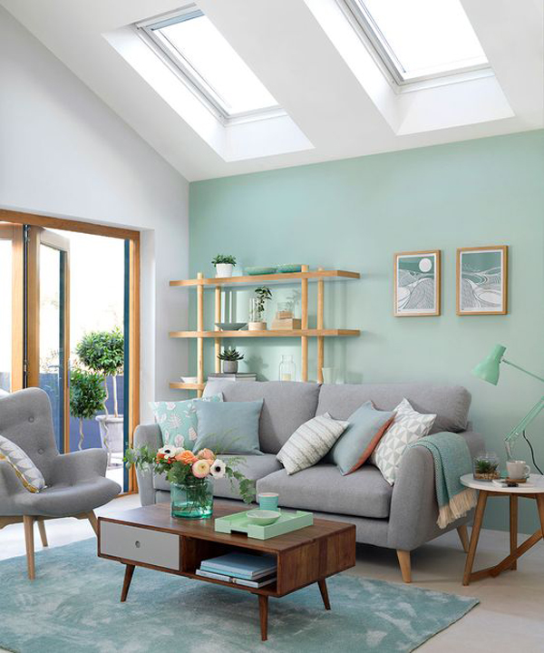 mint-green-living-room-color-with-skylights