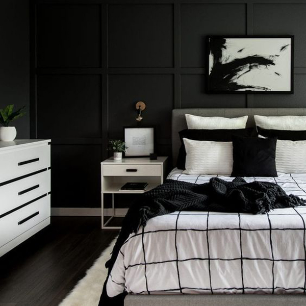 monochrome-modern-bedroom-ideas-with-black-walls