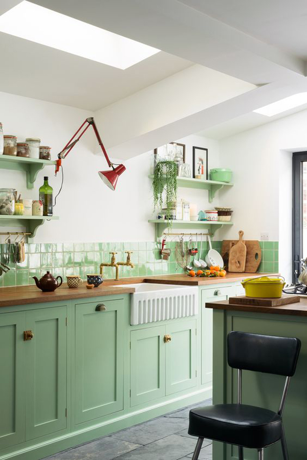 bright-mint-kitchen-design-with-skylight