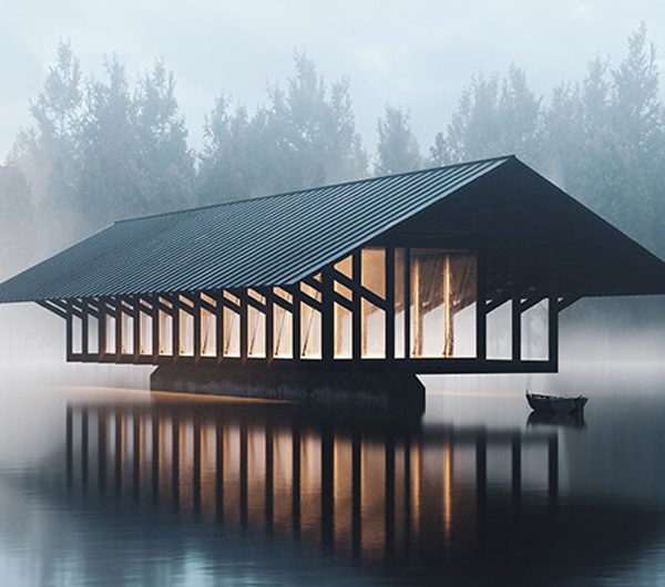 Floating Crystal Lake Pavilion For Meditation And Yoga