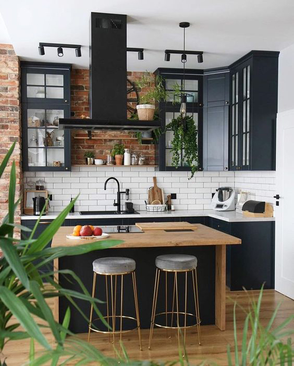 industrial-style-kitchens-with-wooden-floor-and-exposed-brick