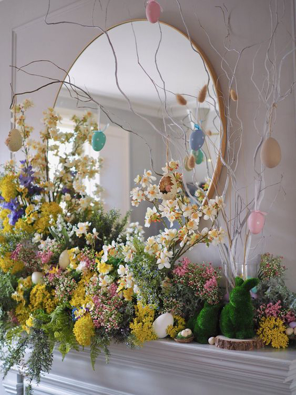spring-mantel-floral-garland-decor-ideas