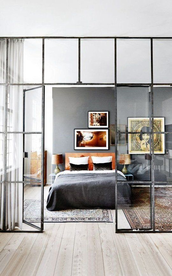 beautiful-framed-glass-divider-for-bedroom