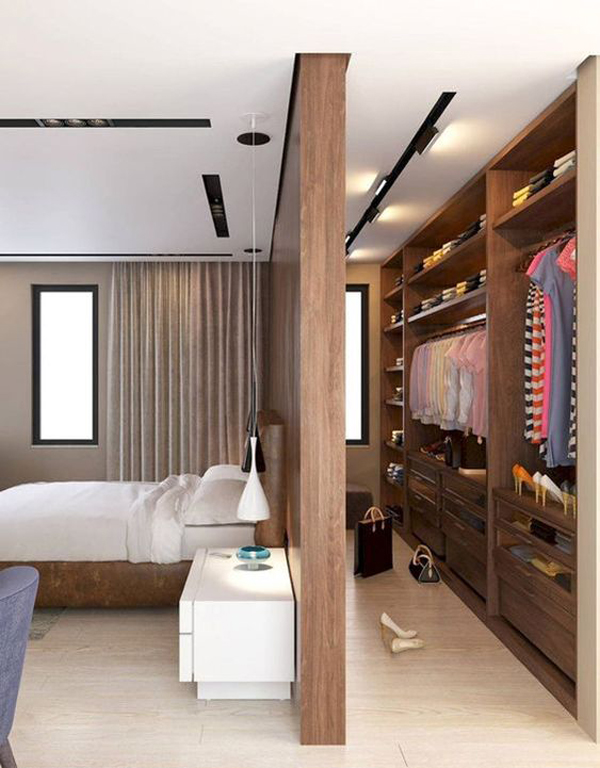 simple-and-modern-open-bedroom-closet-with-wood-dividers